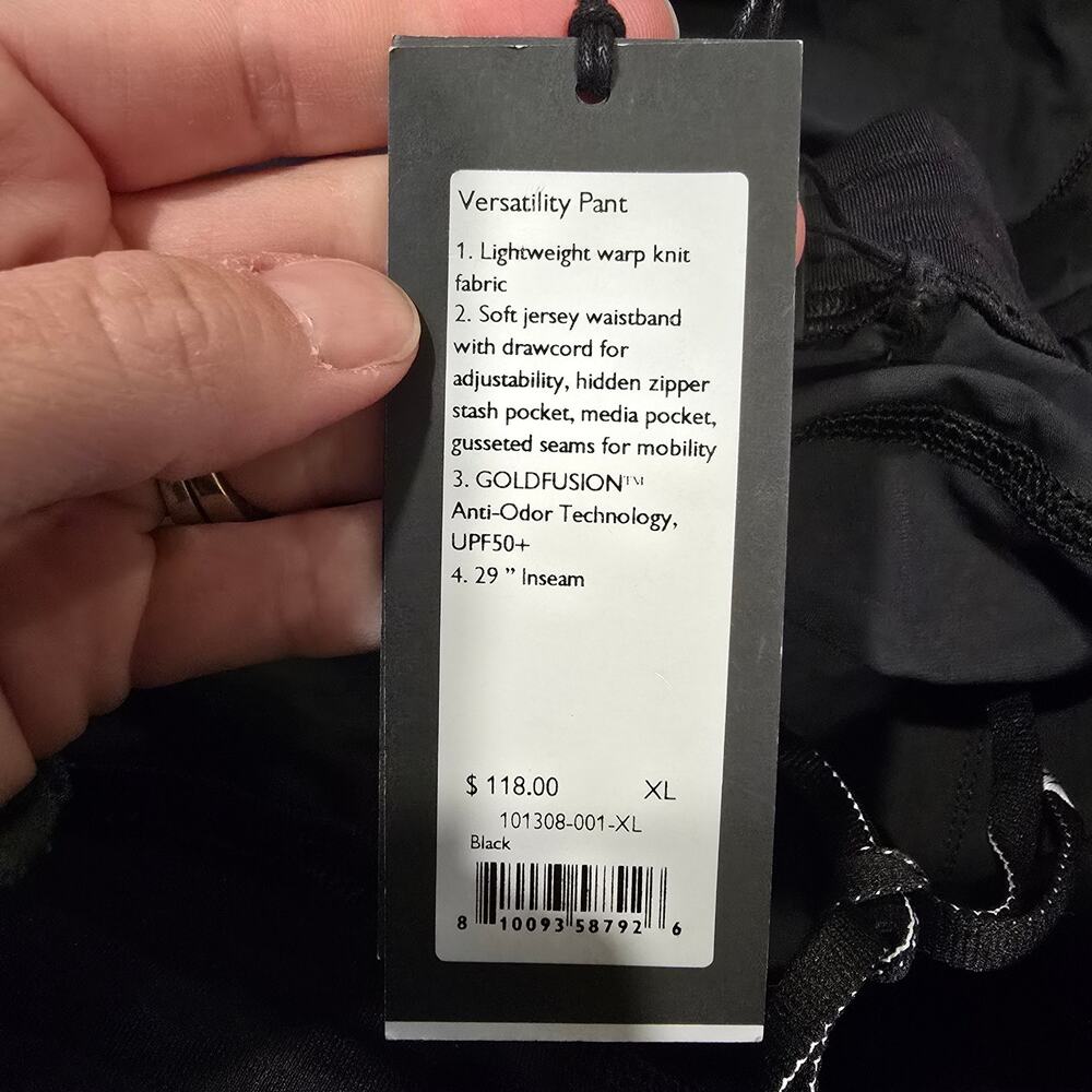 NEW NWT Men's Rhone Black Versatility Pant Athletic Lightweight | Size XL - Picture 8 of 10